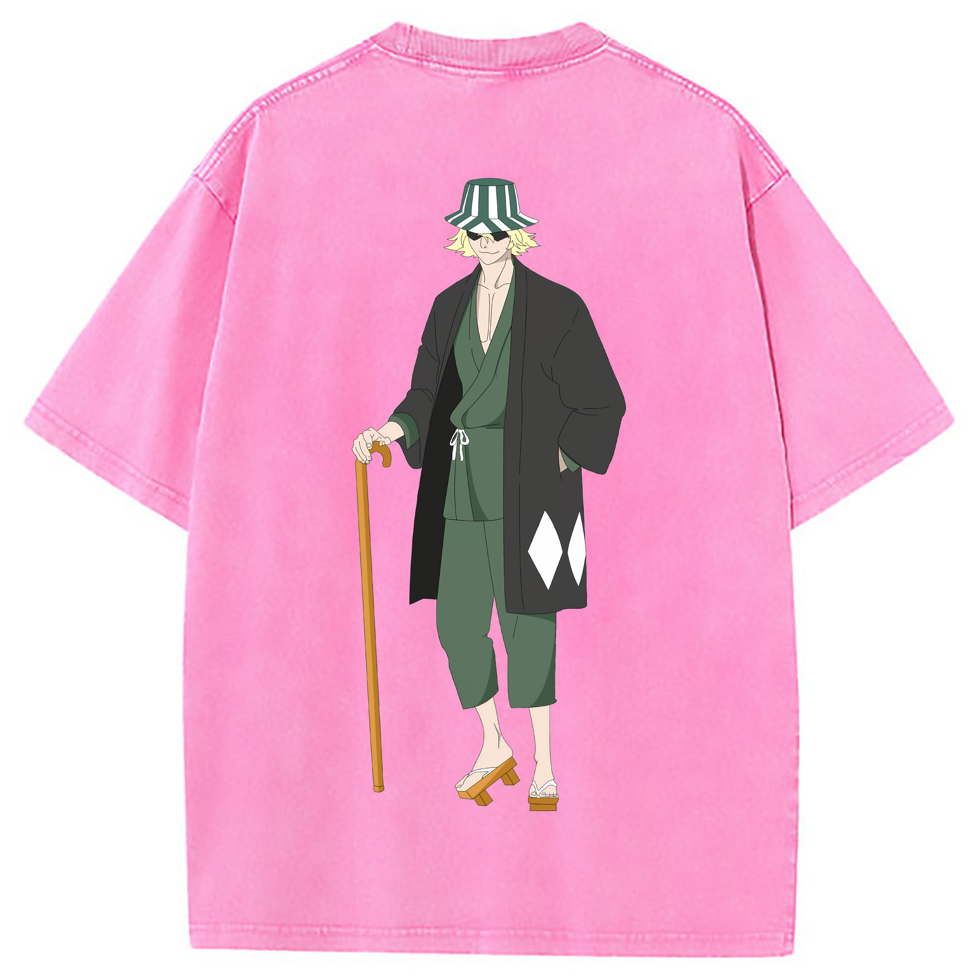 （画像用） "ブリーチ 浦原 喜助（うらはら きすけ） BLEACH Urahara Kisuke " 綿100% ヴィンテージ風 半袖Tシャツ（背面プリント）